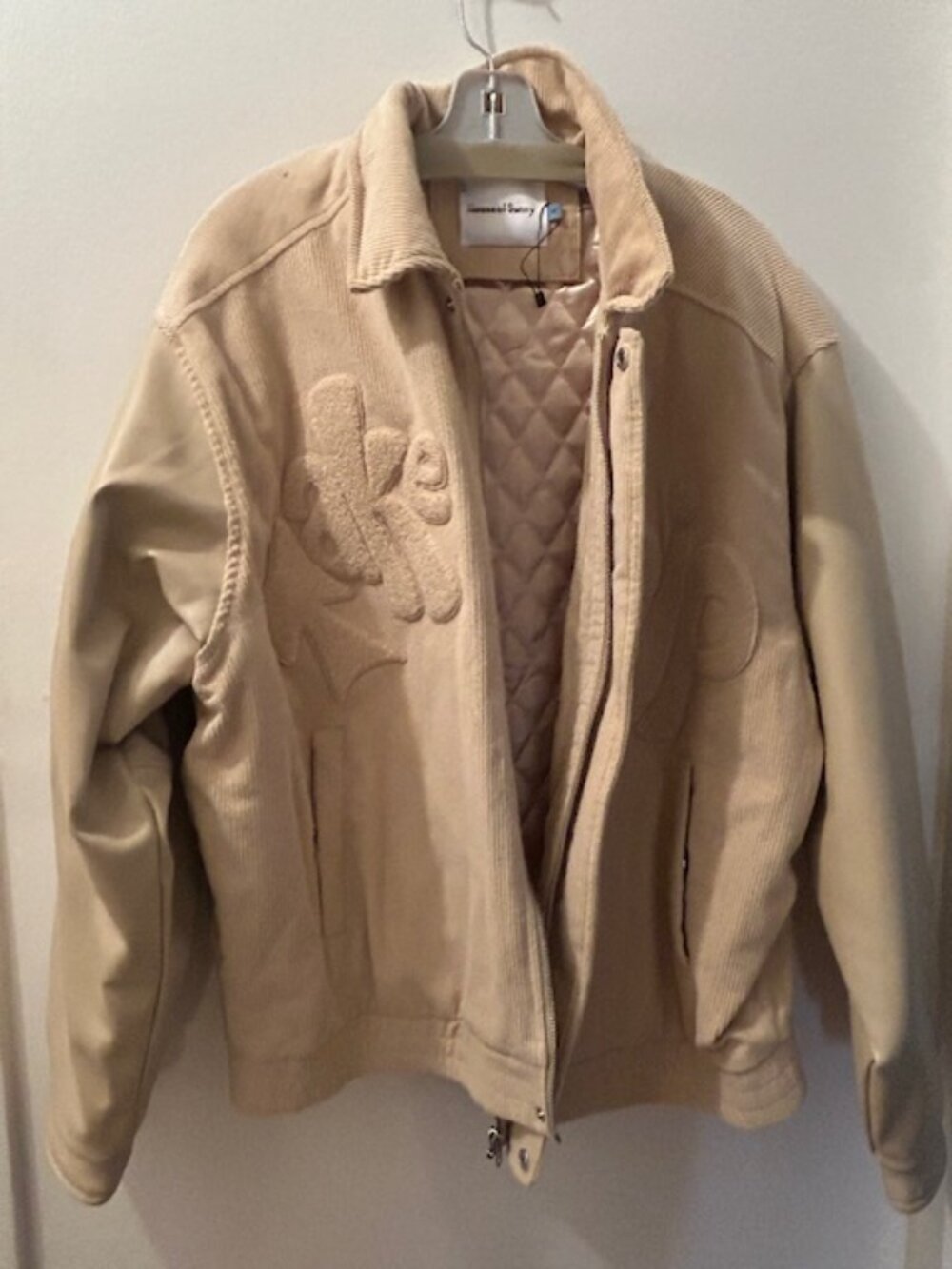 Free People House of Sunny Take a Trip Stone Tan Cord Quilt Bomber Jacket NEW - Picture 8 of 16